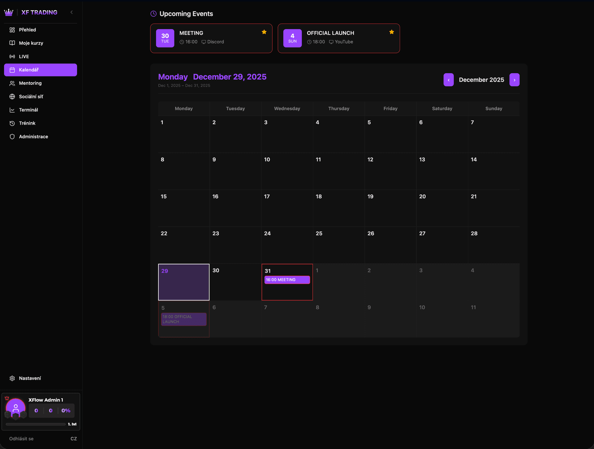Kalendář událostí
